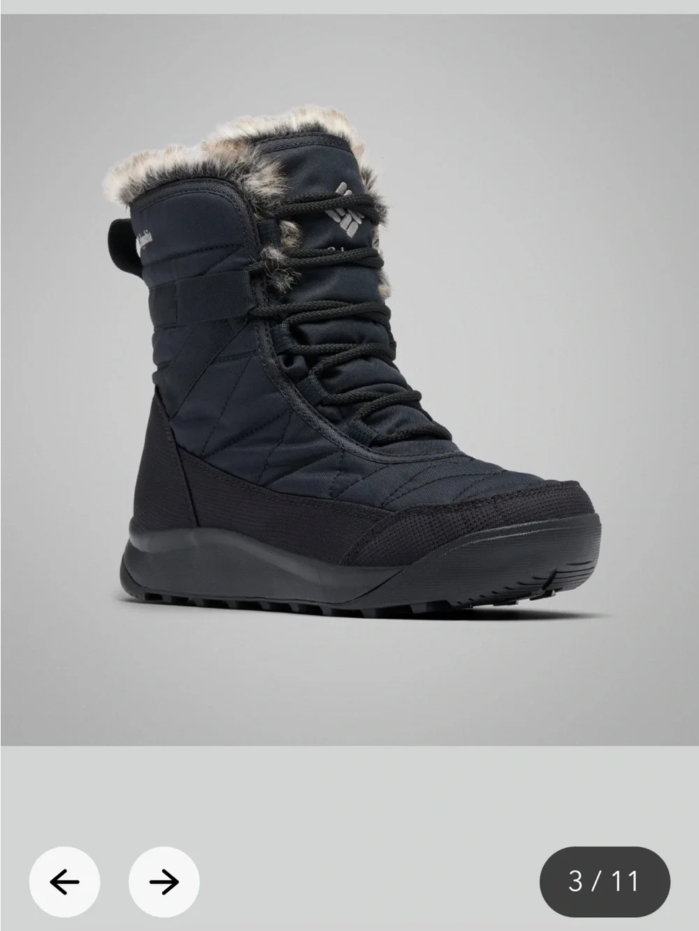 Columbia Black Women’s Insulated Lace-Up Winter Boot with Faux Fur Collar